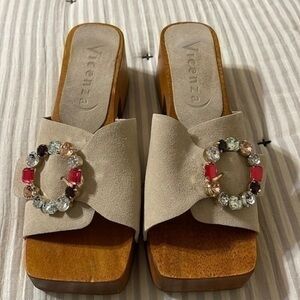 Anthropologie Vicenza Wooden Mules Heels.